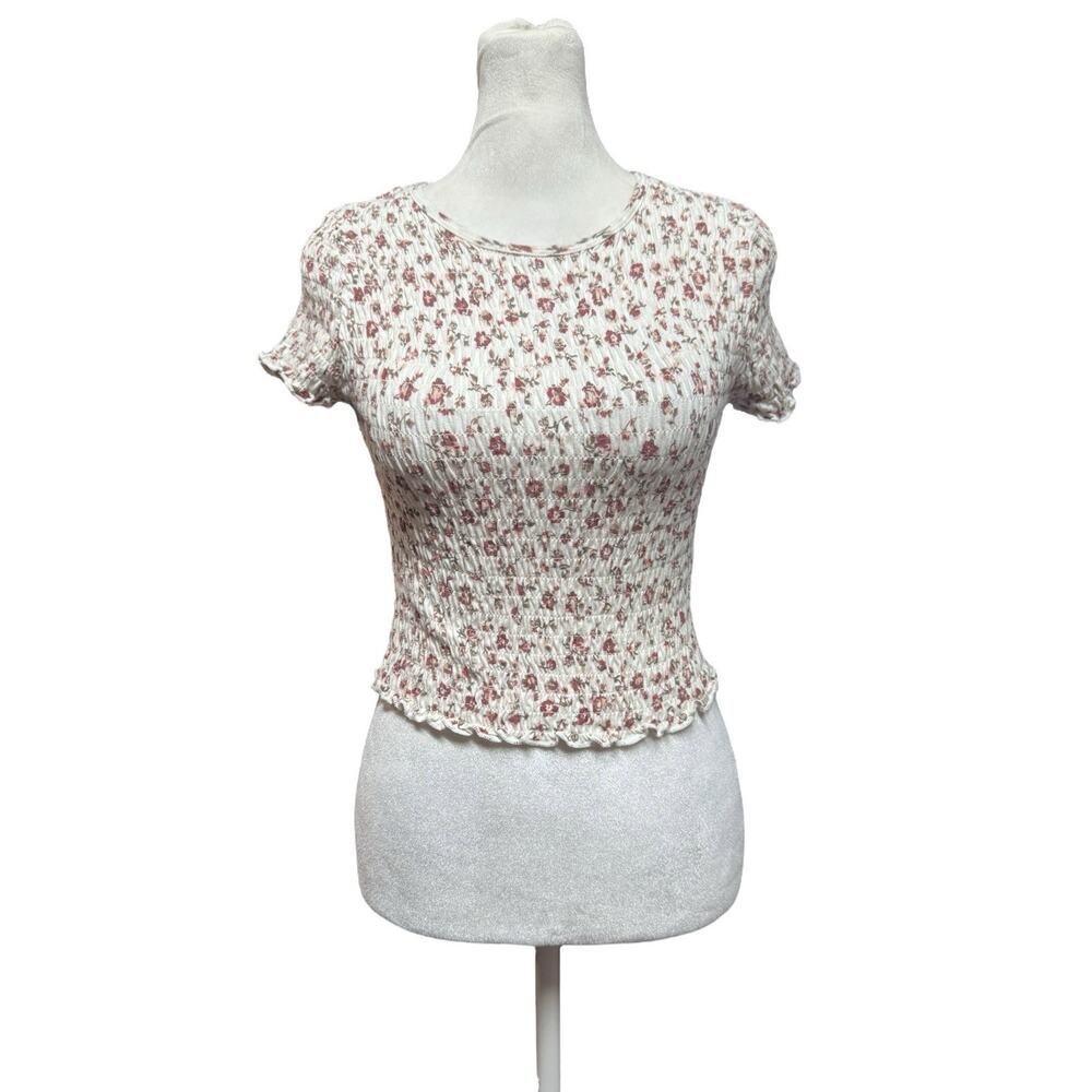 Y2K Hollister Cottagecore Floral Smocked Crop Sz Medium Dainty Feminine Coquette